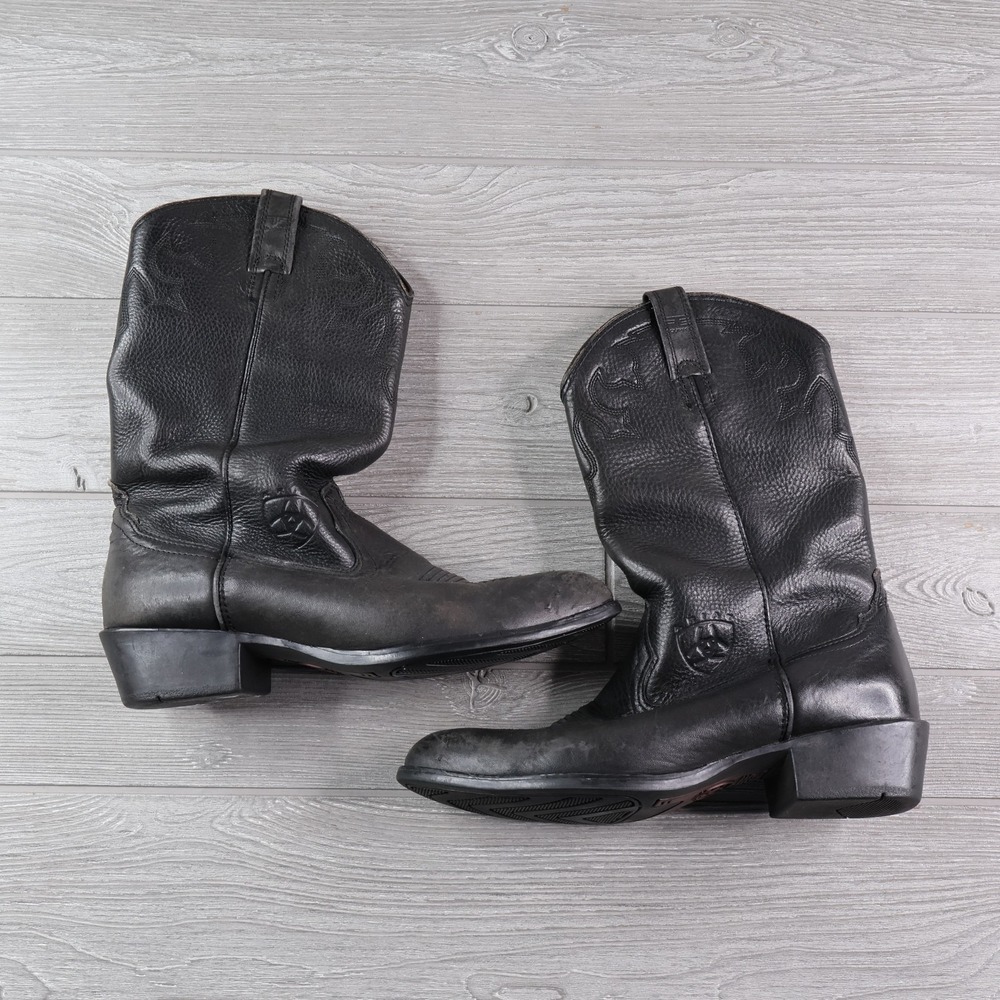Ariat Boots  Black Leather Stampede Western Cowboy A-2 Style 34226 Mens Size 10